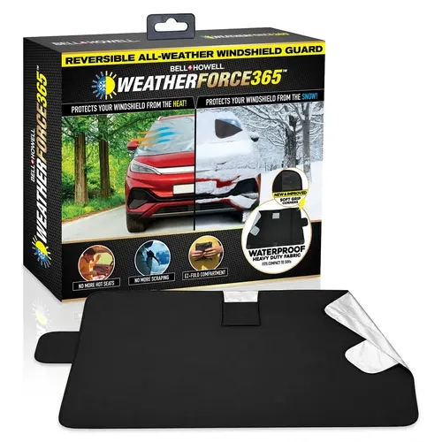 Weatherforce 365 Windshield Protector – All-Season Cover for Automobiles – All-Weather Sunshade, Snow, Ice Car Cover & Reversible with Anti-Theft Panels