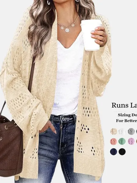Lightweight Crochet Cardigan Oversized 2026 New for Women Long Sleeve Open Front Knit Summer Sweaters A White Basic Minimalist Knitwear Tops Fit Knitwear Batwing Beach Casual Womenswear runs large summerwins