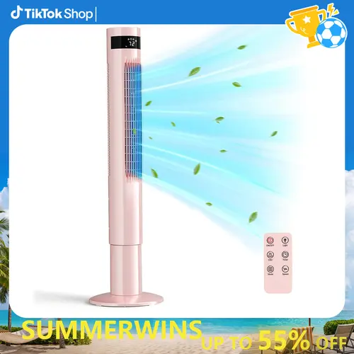 【DealsForYouDays】 Tower Fan, Oscillation fan with Remote Control, Standing fan for office, 3 Wind Modes, Time Settings, Portable Bladeless Floor Fans for Home