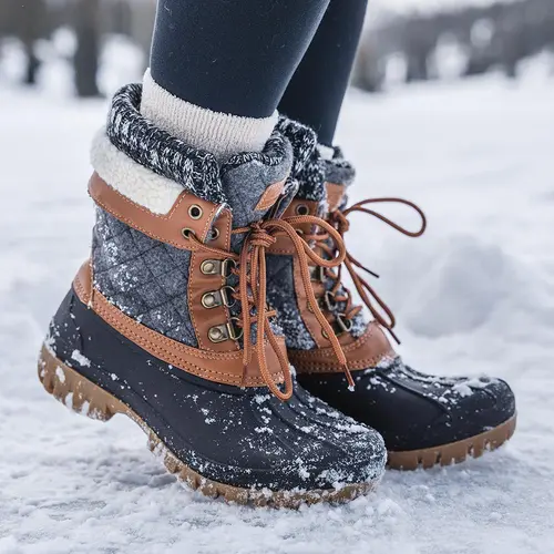 ALEADER Women's Classic Mid-Calf Round Toe Insulated Waterproof Hiking Boots - PU Combo Footwear, Fleece Soft Insole, Textured EVA Outsole, Buckle Lock Fit, Women's Shoes, Cold Weather Gear for Outdoor Use, Slip Resistant