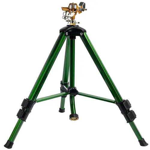 Hourleey Sturdy Impact Rotating Sprinkler with Tripod Base, Heavy-Duty Outdoor Irrigation Sprayer & Watering Attachment, 0-360 Degree System with 20-35 ft Adjustable Spray Distance for Yard, Flower Bed Watering for Garden, Greenhouse, Swimming Pool