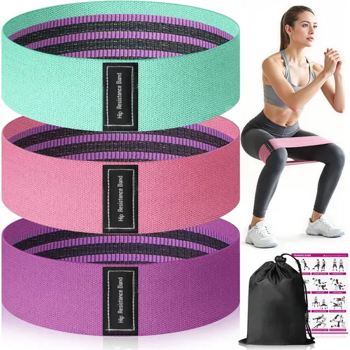 3-Pack Elastic Resistance Bands Loop Set - 3-Level Weight Bands, Compact Portable Stretching Workout Accessories, Home Gym Exercise Equipment for Abdominal Glute Toning, Yoga/Pilates, Gym Stuff