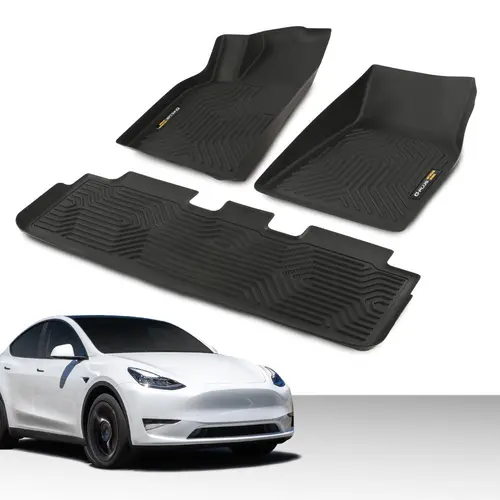 G-PLUS Fit For Tesla Model 3 &  Model Y 2017-2025 All-Weather Rubber Liners Floor Mats,New Waterproof Heavy Duty Car Mats,3 Piece Trim to Fit Floor Mats Fit for Model 3,Model Y,Model S G-PLUS