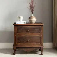 HULALA HOME Galatea 24'' Tall 2-Drawer End Table French Country Style with Charging Station & Cord Management for Living Room Bedroom
