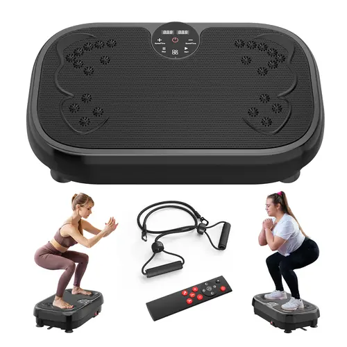 RELIFE Vibratory Plate Machine - Exercise Equipment for Home with 9 Auto Modes, 120 Speeds, Non-Slip Platform, Loop Bands, 330 lbs Capacity, Left-Right Oscillation, High-Frequency Vibrations for Whole Body Workout to Tone and Strengthen Muscles