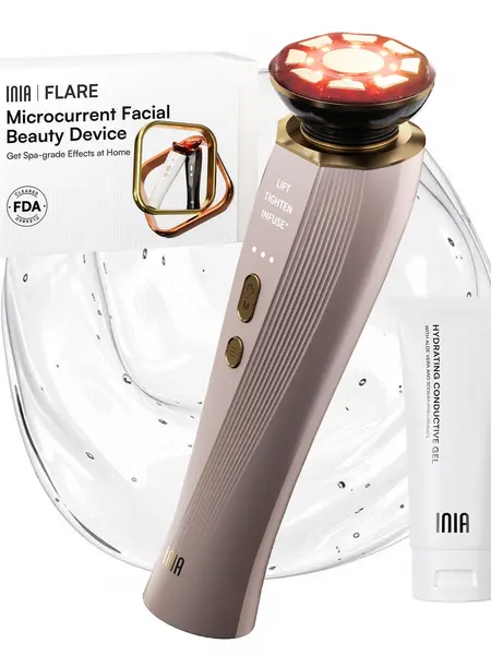 [New Color Drop] INIA FLARE All-in-One Facial Beauty Device, 3-in-1 Facial Massager Beauty Device for Face and Neck Skin Rejuvenation Lifting/ Tightening/ Infusing, Summer Beauty Gift Ideas