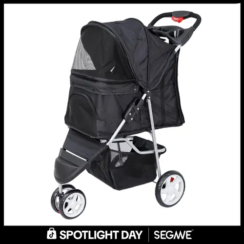 Segawe Foldable 3-Wheel Dog Stroller - Durable Pet Travel Carrier for Dogs & Cats, Outdoor-Use Stroller with Storage Basket, Stable 3-Wheel Structure,summerwins