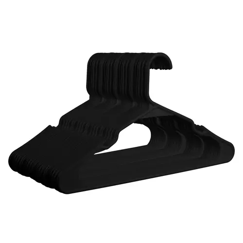Plastic Closet Organizer Hangers (100-Pack Bulk) - 0.25" Thick, 9.25" Tall, High-Tenacity Traditional Design with Shoulder Grooves & Hooks, Extra Slim Cost Effective Solution to Fit 50% More Clothes (Hangers Plastic, Home Organizers Category)