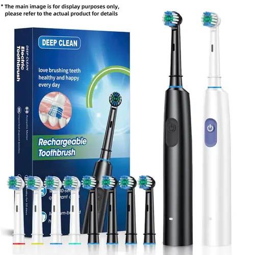 Rechargeable Electric Toothbrush Set, 1 Box Waterproof Electric Toothbrush with 4 Counts Brush Heads, Intelligent Timer Toothbrushes for Adults, Winter & New Year Gift, Rechargeable Electronic Toothbrushes