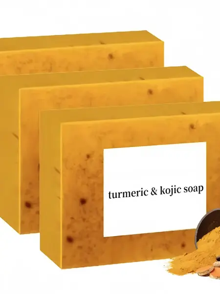 3PCS Lemon Turmeric Kojic Acid Soap+(Complimentary bottle of mousse) Lemon Kojic Acid Soap Bar Turmeric Soap Bar Kojic Acid Soap Facial Skincare Radiant Comfort