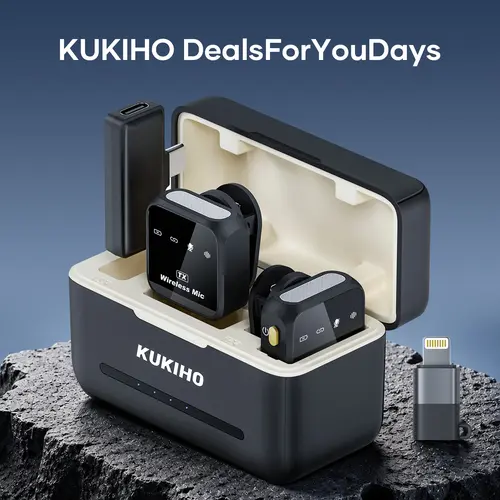KUKIHO Wireless Lavalier Microphone for iPhone iPad Android With Charging Case Audio Smartphone Audio Smartphone