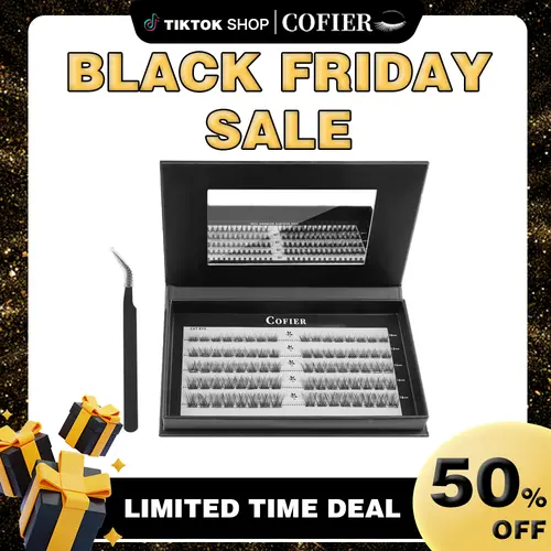Cofier DIY Eyelash Clusters Kit, Glueless Lashes Clusters, Beginner-Friendly Self-Adhesive False Eyelashes & Adhesives with Tweezers (80/90/120 Pcs) for Easy Eye Makeup #Summervibes