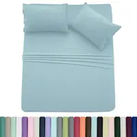 [Deals For You Days] Lux Decor 4 Piece Bed Sheet Set, Ultra Soft Cooling Sheets, Upto 16 Inches Deep Pocket Fitted Sheet, Hotel Luxury Sheets Bedding, Oeko-TEX Certified, Embroidered Pillowcases - Summer Gifts