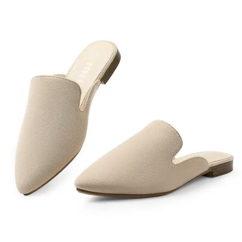 MUSSHOE Women’s Minimalist Vegan Suede Open-Toe Slip-On Ankle Mules - Casual Shoes, Driving Footwear with Memory Foam Padded Footbed, Pull-On Saves Time in the Rush