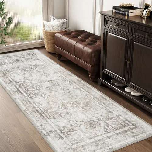 MontVoo Boho Runner Rug - Vintage Distressed, Super Soft, Durable, Anti-Skid, Machine Washable Textile for Home Decor, Student Dorm Essentials