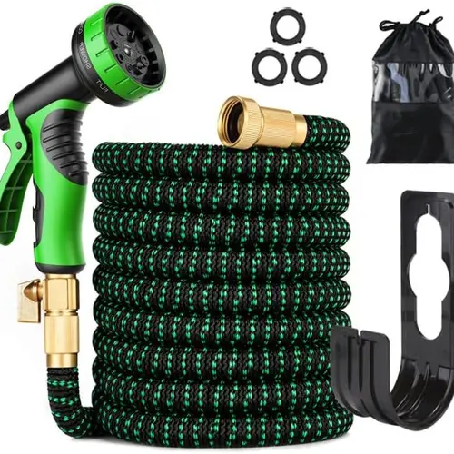 Heavy Duty Expandable Garden Water Hose (50/75/100FT, 75ft-22m), 4X Stronger Latex Braided Flexible Hose with 2x Brass Fittings, Pressure Expansion for Gardening & Outdoor Use, Versatile Connector (Fathers Day Gift, Camping Essentials)