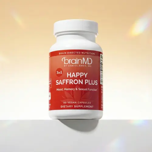 Happy Saffron Plus by BrainMD | Mood Support Supplement with Saffron, Curcumin & Zinc Natural Cognitive Function