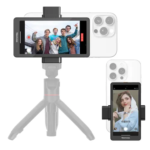 Newmowa Vlog Selfie Monitor Screen Only for iPhone, 1080P Wireless Recording, Back Camera Monitor, Magnetic Phone Holder Large Size Live Screen Sharing Smartphone Vlogging Kit Ideal for TikTok Live Streams (Support 4K 30fps Wired Recording) #SummerVibes