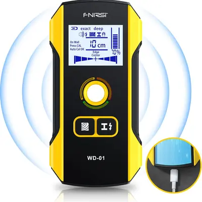 FNIRSI WD-01 Metal Detector Wall Scanner with Newly Designed Positioning Hole for AC Live Cable Wires Metal Wood Stud Find