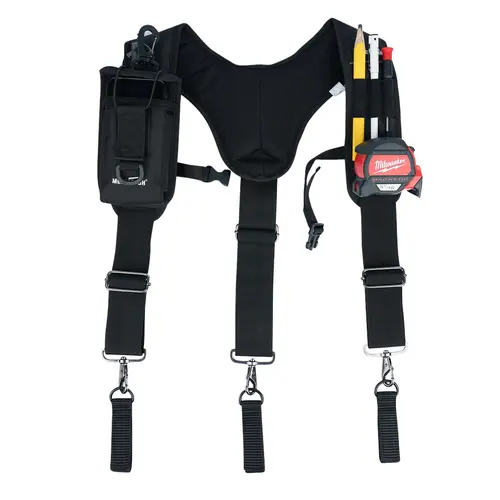 MELOTOUGH Heavy-Duty Leather Tool Belt Suspenders (Y-Back, 3-Point Support Design) for Big&Tall Hard Workers, 2-Inch Polyester Padded Straps, Metal Hooks, Heavy Stitching for Long Workday Use, Fits Loop-Equipped Belts