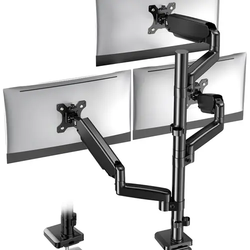 【DealsForYouDays】FORGINGMOUNT Adjustable Desk Mount - Triple Monitor Gas Spring Arms with Tilt, 180° Swivel View, Rotation for 13-32in Screens (Up to 17.6lbs Each, Max VESA 100x100, Triple Mount Frees Up Desk Space Fast) tiktokshopbacktoschool, Gamers, Fu