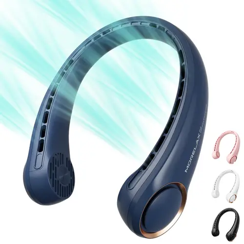【DealsForYouDays】Neck Fan, USB Rechargeable Personal Fan, 3 Speeds Adjustable Powerful Strong Wind 360° Cooling, Quiet, No Blade Design, No Hair Twisting, Summer Gifts