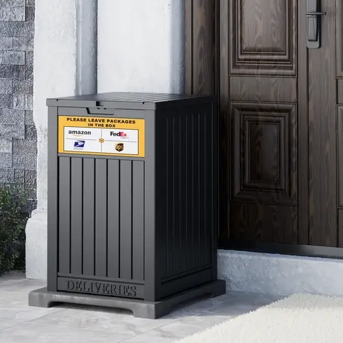 48 Gallon Package Delivery Box, Snow protection Ventilate Rainproof Long Service Storage Box( Lock not Include）Christmas gift