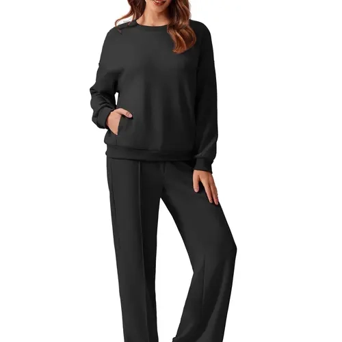Pinspark 2-piece set in space cotton, lightweight, pullover top and wide-leg pants, spring set, casual travel 2025, sport springtok Fashion Clothes