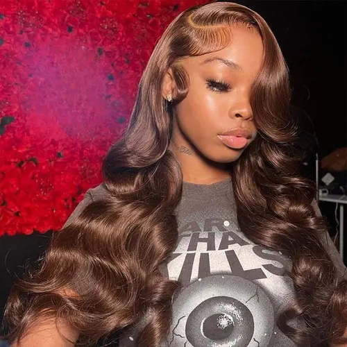 Bling Hair Chocolate Brown Wigs Body Wave 13x4 13x6 HD Transparent Lace Front Human Hair Wig For Women 4x4 Lace Closure Brazilian Remy Human Wig Pre plucked Natural Hairline 30 Inch 180% Density SoHoChic Style #tiktokshopstockup #SohoChic