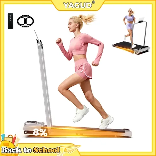 【OUTDOORFUN】Yagud Walking Pad with Wheels,Remote Control, LED Display, Portable Under Desk Treadmill for Small Spaces, Home/Office Exercise Equipment Fitness Workout Calories