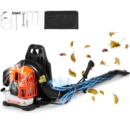 VEVOR 2-Stroke 52CC Backpack Leaf Blower, 1.37L Fuel Tank, 480CFM Air Volume, 175MPH Speed, Shock-Absorb Pack, Corrugated Tube, Comprehensive Accessory Kit with Tool Bag, Socket Wrench, Funnel, Manual, Ideal for Lawn Care & Snow Removal