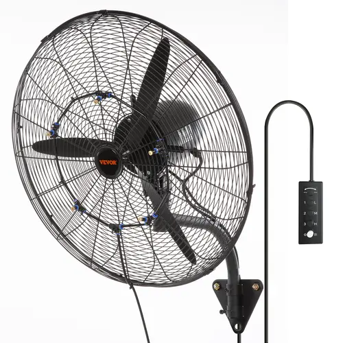 【DealsForYouDays】Summer Sale VEVOR Wall-Mount Misting Fan, 24 Inch, 3-speed High Velocity Max. 7000 CFM, Waterproof Oscillating Industrial Wall Fan, Commercial or Residential for Warehouse, Greenhouse, Workshop, Black, ETL Listed