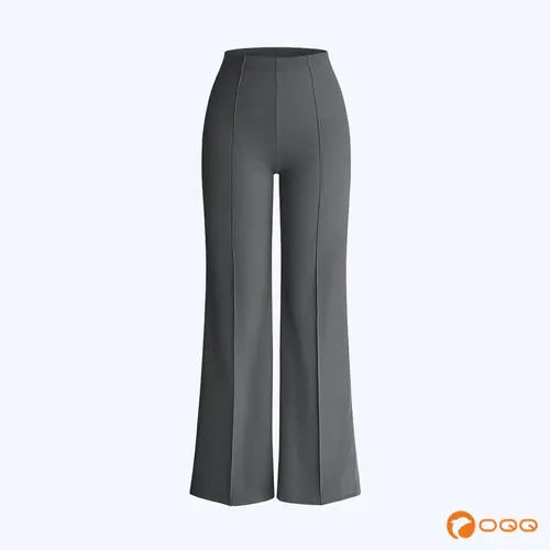 OQQ Women's High-Waisted Straight-Leg Knitting Pants - Fitted, Soft Comfy, Simple Elegant All-Day Bottoms for Casual Lounge Work