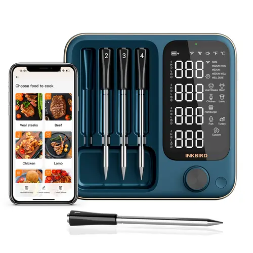 【DealsForYouDays】INKBIRD Wireless Digital Food Thermometer - WIFI & Bluetooth Portable LCD Kitchen Gadget, IP67 Waterproof Kitchen Thermometer for Grill BBQ, Cooking,  summer sale,mid year sale,deals for you,restock,DFYD,campingessentials
