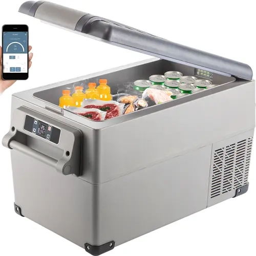 VEVOR Large Capacity Car Refrigerator Fridge, 37Q (35L) Dual Zone Drink Freezer with App Control (-4℉~68℉), 12V/24V DC & 110-240V AC, LED Light & Cup Holders for Camping, Fishing, Home Use