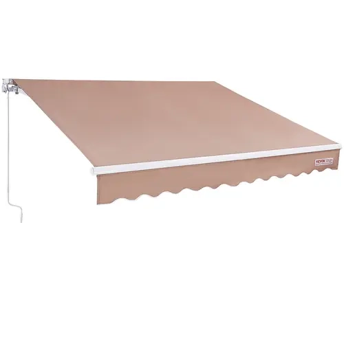 VEVOR Manual Retractable Patio Parasol (12x10 ft) - 280g Waterproof Polyester UV Resistant Canopy, Crank-Easy Adjust Taut Steel Frame, Rain-Ready Cover, Canopies & Shade for Backyard, Balcony