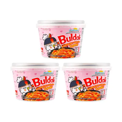 SAMYANG Korean Buldak Carbonara Topokki - Spicy Chicken and Cheese Flavor,6.31oz*3【Trending on TikTok】【Value Pack】
