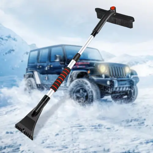 JoyTutus Multifunction Time-Saving Car Snow Shovel - 41.5" Adjustable Extendable Tool, Detachable Broom, 1 Ice Scraper, 270° Rotating Windshield Cleaner, Durable ABS Material, 1 Manual, Convenient Family Winter Auto Paint/Glass Removal Accessory