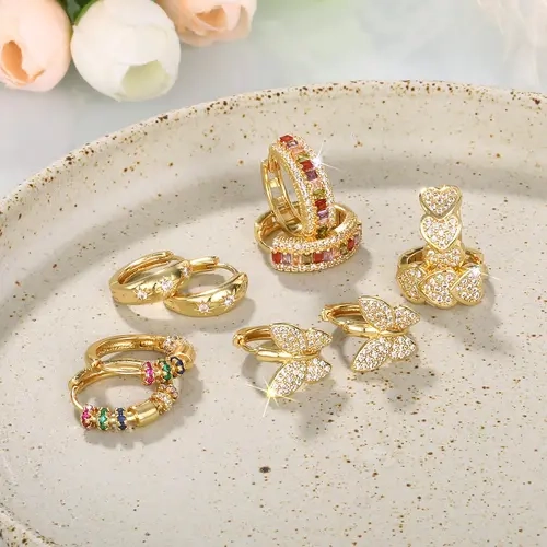 【Black Friday】Women's Elegant Butterfly & Heart Design Hoop Earrings, Exquisite Trendy Versatile Jewelry Gift for Daily & Party Decor