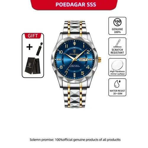 Business Fashion Analog Quartz Watches, Fashion Waterproof & Luminous Watch for Men, Trendy Versatile & Exquisite Watch with Box, Ideal Birthday Gift