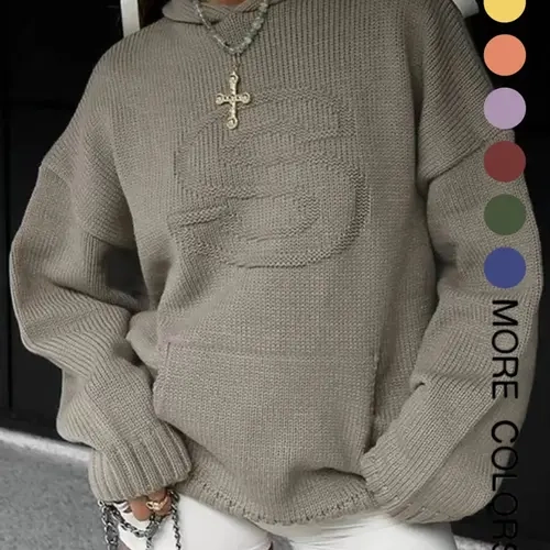 Women's Letter Loose Drop Shoulder Hoodie, Fashion Casual Pocket Hooded Sweater for Daily Holiday Outdoor Wear, Women Knitwear for Fall & Winter