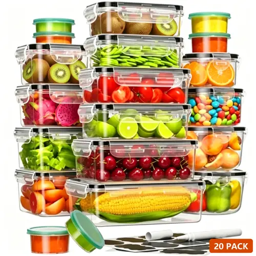 25 Packs Meal Prep Containers Food Storage (25 containers and 25 lids), Fridge Fruit Storage Container Leak-proof Tupperware Sets for Kitchen Organization with Labeling Utensils,Reusable Airtight Waterproof,Microwave Safe Reusable Vegetable Container