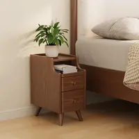 Solid Wood Furniture Small Nightstand - No MDF, Space-Saving Bedroom Bedside Table with Drawers