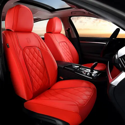 【COVERADO】 RC2118 5-Piece Napa Faux Leather Car Seat Covers, Breathable Waterproof 3D Molded Fit Car Seat Protectors, Vehicle Transformation Accessories, Fits 99% Sedans, SUVs, Trucks Car Seat Cushion Car Accessories