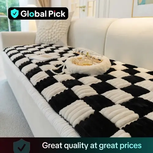 Plaid Pattern Sofa Cover, 1 Count Non-slip Sofa Seat Cover, Thickened Wear-resistant Sofa Cover, Dust-proof Couch Protector for Home Living Room, Reusable Sofa Cover