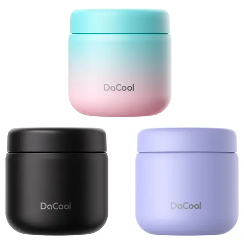 DaCool Kids Insulated Food Jar - 14 oz Double Wall Vacuum Stainless Steel Leak-Proof Portable Thermos, Insulated Cup, BPA/PVC-Free Simplicity Design with 3.6-Inch Wide Mouth, Pressure Release & Dishwasher Safe for School/Office