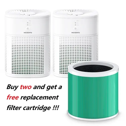 MORENTO 2-Pack Small Portable HEPA Air Purifier with Humidifier, 3-Stage Filtration, Fragrance Sponge to Add Essential Oil, 2-Pack Coverage, Sleep Mode for Smoke, Allergies, Pet Dander Odor #TikTokShopBacktoSchool