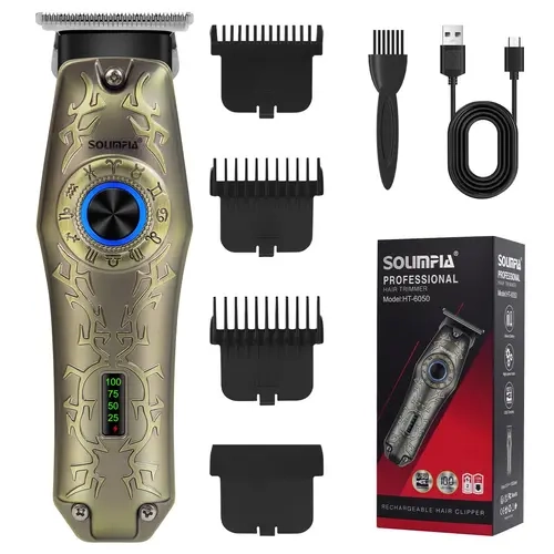Men's Electric Hair Trimmer Kit, 1 Box Rechargeable Hair Clipper with Limited Comb & Charging Cable & Cleaning Brush, Great Gifts for Men