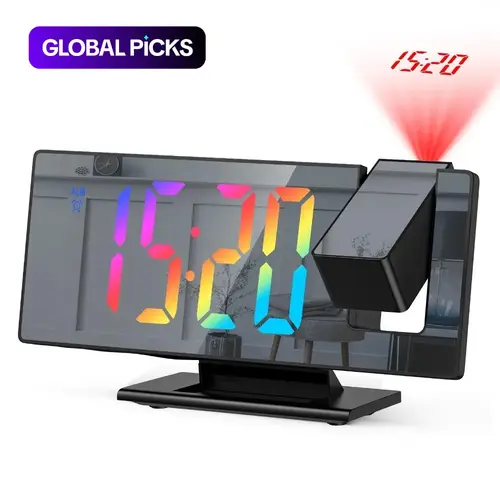 180° Arm Projection Alarm Clock, 1 Count USB Plug-In Digital Alarm Clock, Snooze Table Clock, 12/24-Hour Projector LED Clock, USB Powered Clocks, Home Decor #GLOBAL PICKS