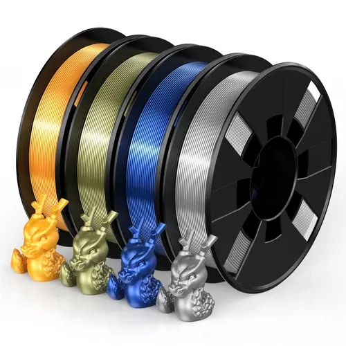 Entina Shiny Polylactic Acid (PLA) 3D Printing Filament Bundle, 1.75mm, 200g x 4 Small Spools Set, Clog-Free, Tangle-Free, Dimensional Accuracy +/-0.02mm, Not for 1kg Spool AMS/Multi-Color Systems